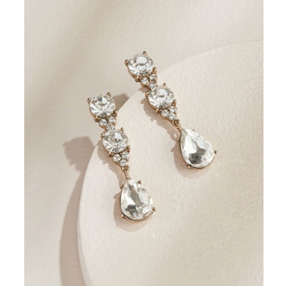 Olive + Piper Eleanor Drop Earrings-Crystal & Gold